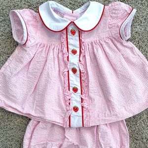Little English Strawberry bloomer set